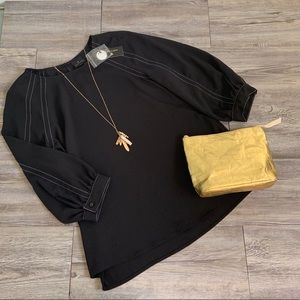 Worthington Black Blouse with White Stitching